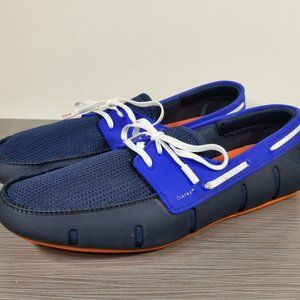 Swims Waterproof Mesh & Rubber Braided Lace Loafers, Navy & Blue, Mens Size 9 M